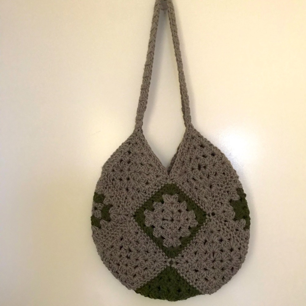 Crochet patchwork hobo bag